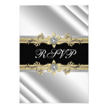 Bat mitzvah noir argenté RSVP d'or Invitations