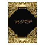 Bat mitzvah noir RSVP d'or Cartons D'invitation