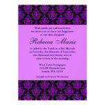 Bat mitzvah pourpre et noir de damassé invitation