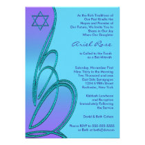 Bat mitzvah turquoise pourpre d'étoile de David invitations