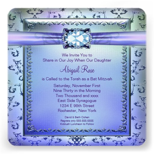 Bat mitzvah turquoise pourpre faire-parts