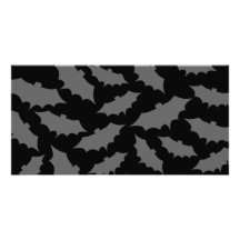 Bat Pattern, Black and Grey. Customized Photo Card