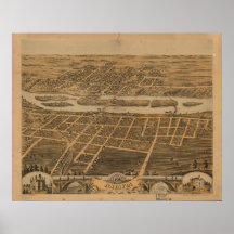 Batavia Illinois 1869 Antique Panoramic Map Poster