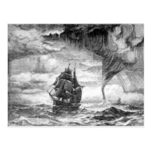 Bateau de pirate dans une tempête cartes postales