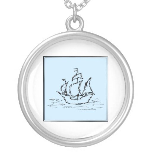 Bateau de pirate. Sur bleu-clair. Colliers Personnalisés