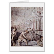 Bath Of Bathsheba Detail By Francesco De' Rossi Card