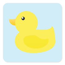 Bath Time Yellow Duck Square Stickers