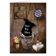 Bath Tub Wash Bucket Western Photography Backdrop Card