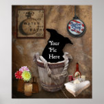 Bath Tub Wash Bucket Western Photography Backdrop posters