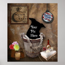 Bath Tub Wash Bucket Western Photography Backdrop Poster