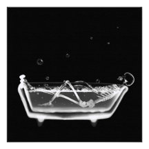 Bath Tub X-Ray Skeleton Black & White Announcement