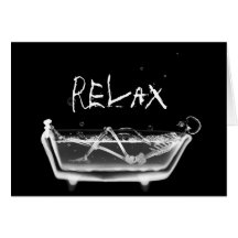 Bath Tub X-Ray Skeleton Black & White Greeting Cards
