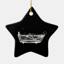 Bath Tub X-Ray Skeleton Black & White Ornament