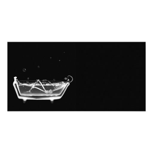 Bath Tub X-Ray Skeleton Black & White Photo Card