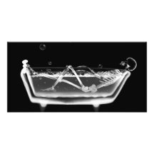 Bath Tub X-Ray Skeleton Black & White Personalized Photo Card
