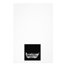 Bath Tub X-Ray Skeleton Black & White Personalized Stationery