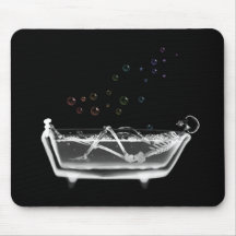 Bath Tub X-Ray Skeleton - Rainbow Bubbles Mouse Pads