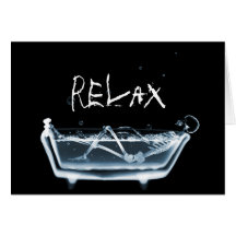 BATH TUB X-RAY VISION SKELETON - BLUE GREETING CARDS