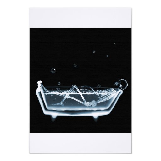 BATH TUB X-RAY VISION SKELETON - BLUE PERSONALIZED INVITATIONS