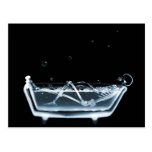 BATH TUB X-RAY VISION SKELETON - BLUE POSTCARD