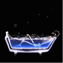 BATH TUB X-RAY VISION SKELETON - ORIGINAL PHOTO CUT OUT