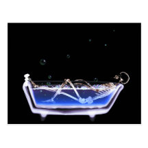 BATH TUB X-RAY VISION SKELETON - ORIGINAL POST CARD