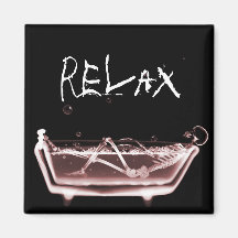 BATH TUB X-RAY VISION SKELETON - RED FRIDGE MAGNET