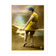 Bathing Beauty in yellow and blue Post Card