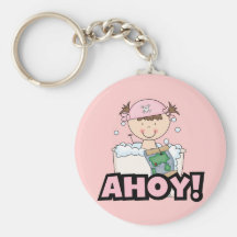 Bathtub Pirates - Brunette Girl Tshirts and Gifts Key Chain