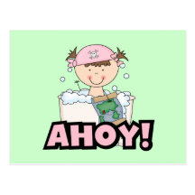 Bathtub Pirates - Brunette Girl Tshirts and Gifts Postcard
