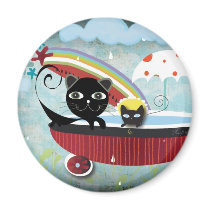 Bathtub Rain Cat Baby We are Safe Magnet