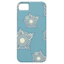 Batik boho chic girly tribal blue damask pattern iPhone 5 cover