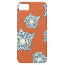 Batik boho chic girly tribal orange damask pattern iPhone 5 cases