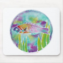 Batik Hinalea Hawaiian Wrasse Fish Batik Art Mousepads