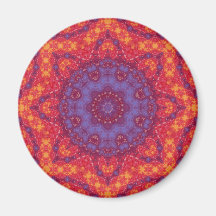 Batik Sunset Watercolor Mandala Fridge Magnet