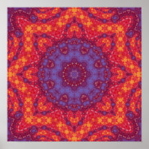 Batik Sunset Watercolor Mandala Poster