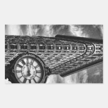 Bâtiment et horloge de Flatiron en noir et blanc Autocollants