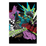 Batman Caped Crusader Neon Collage Posters