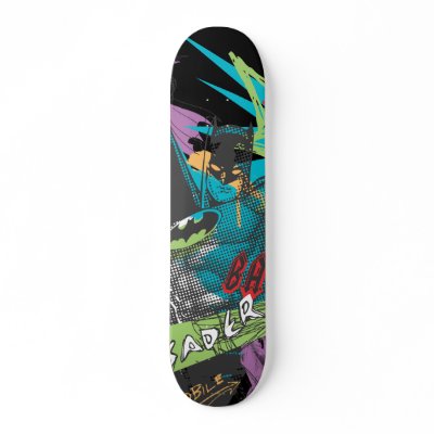 Batman Caped Crusader Neon Collage Custom Skate Board by batman