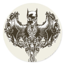 Batman Cowl and Skull Crest Round Sticker