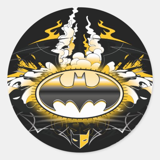 Batman Logo with Cars Round Sticker