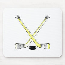 Bâtons de hockey jaunes tapis de souris