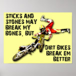 Bâtons et affiche drôle de motocross de vélo de sa