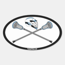 Bâtons et casque bleu-clair de lacrosse sticker ovale