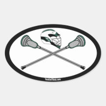 Bâtons et casque verts de lacrosse sticker ovale