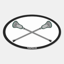 Bâtons verts de lacrosse stickers ovales