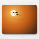 Bats in front of full moon and orange sky custom mouse pad
