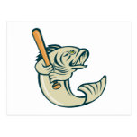Batte de baseball de poissons de basse de large ou carte postale