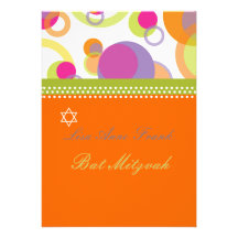 Batte Mitvah+Bulles de mod/orange/roses indien Invitations