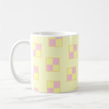 Battenburg Cake Pattern. Pink and Yellow. Mugs